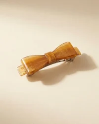 Acetate Bow Barrette in Honey Amber