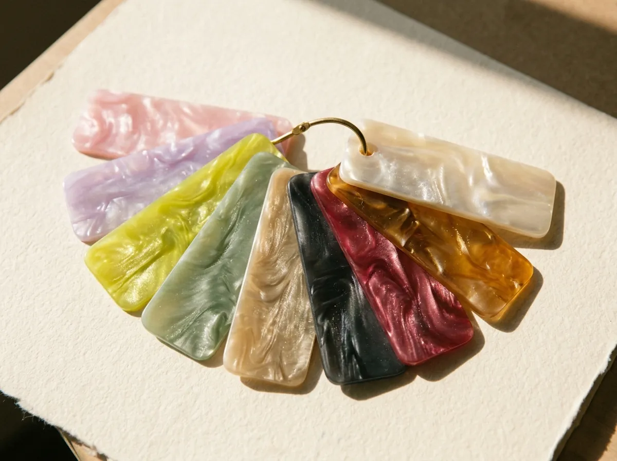 Acetate colour chips in our nine colourways