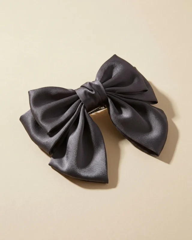 Big Satin Bow in Sesame Smoke