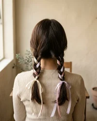 Braid Ribbon Set of 3, worn in the hair