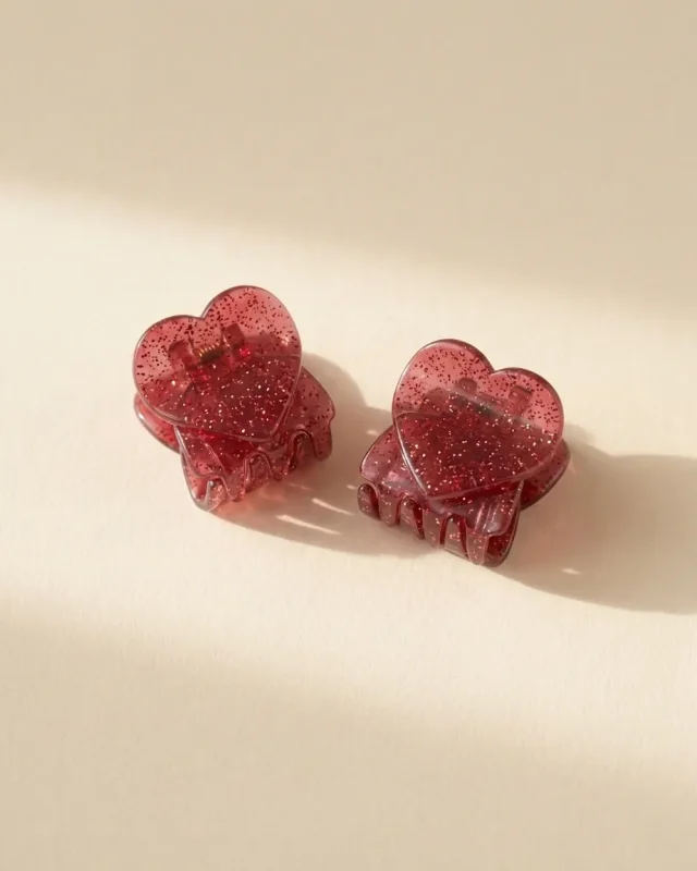 Heart Claw Pair in Omija Glass
