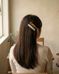 Slide Barrette Pair, worn in the hair