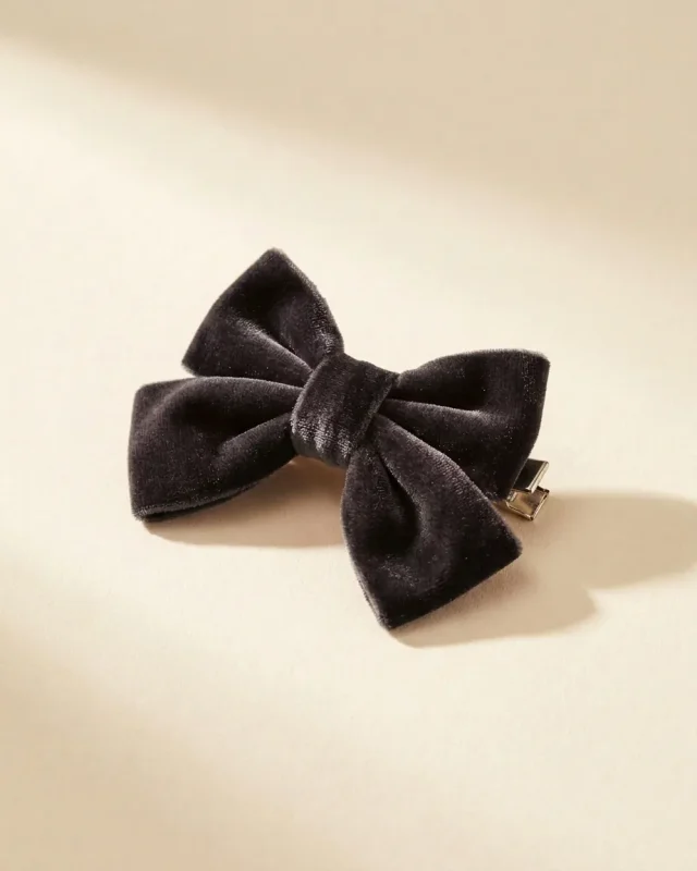 Velvet Midi Bow in Sesame Smoke